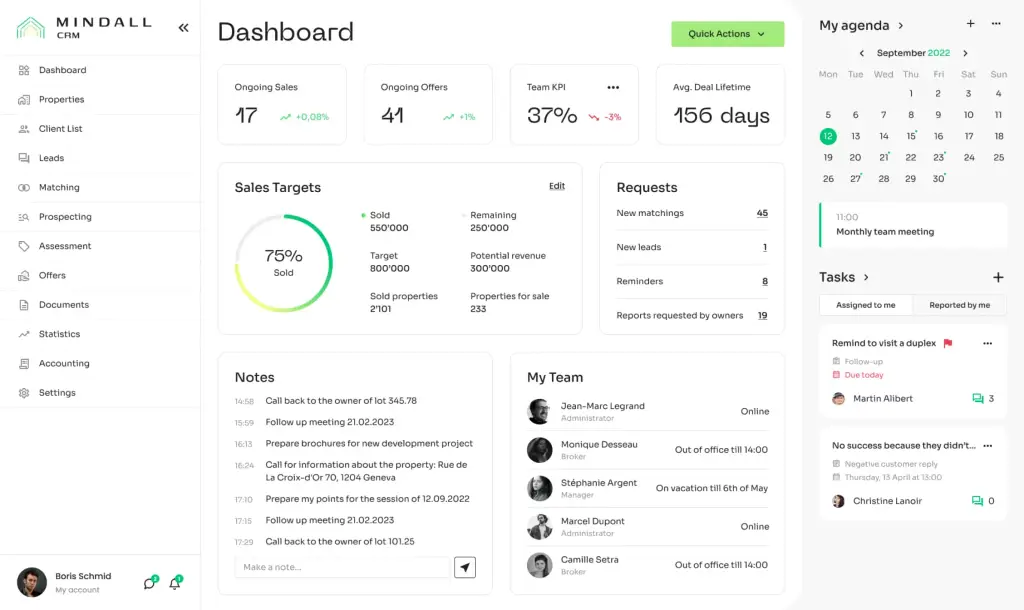 Calendrier, Tâches, Notifications